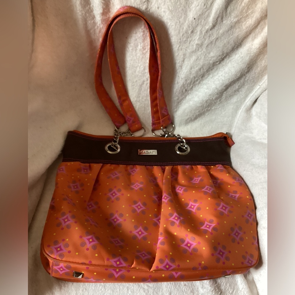 HADAKI By Kalencom New Orlean Large Orange Pink Nylon Tote Style Purse Summer